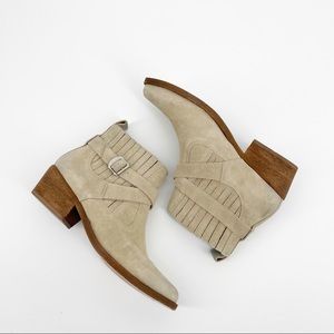 All Saints Quentin Suede Western Boots Booties size 7.5/38.5 Sand